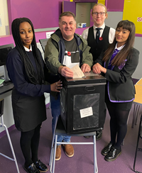 Inverclyde Scottish Youth Parliament election 2021. From left, Keziah Rugumya, Councillor Stephen McCabe, Caden James Arthur and Maya McCrae.